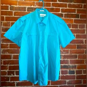 Men’s Calvin Klein Teal Snap Button Down Top | Size XL